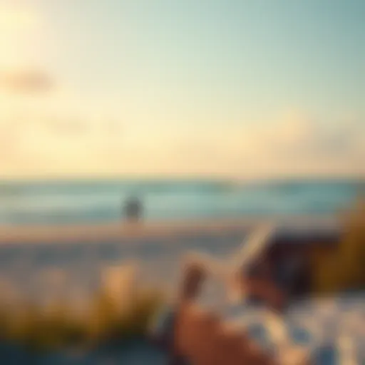 A serene retirement landscape showing a peaceful beach setting