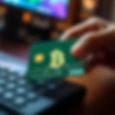 Bitcoin Debit Card in Action Illustration of a Bitcoin debit card in a digital transaction scenario