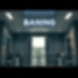 A modern bank branch showcasing customer service and financial services.