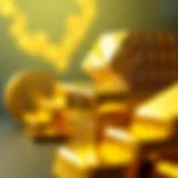 Glistening gold bars stacked elegantly