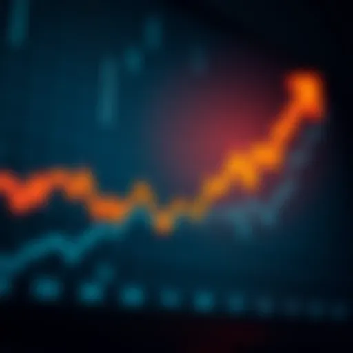 A stock market chart with upward trend