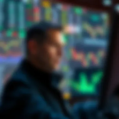 A close-up of a trader analyzing financial graphs