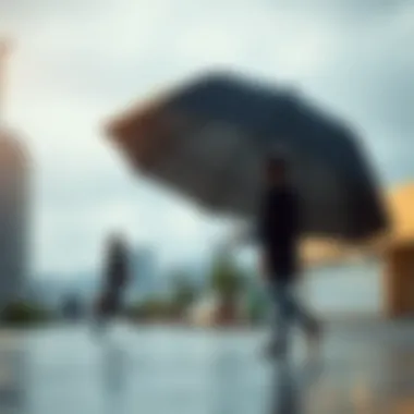 Visual representation of risk management with umbrella insurance