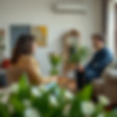 A welcoming tenant interaction in a cozy rental space