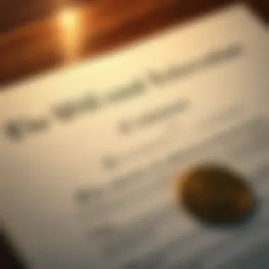 A close-up of a legal will and testament with a seal