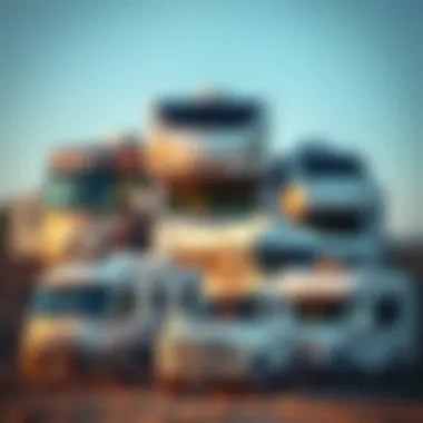 A collage of different RV models showcasing variety