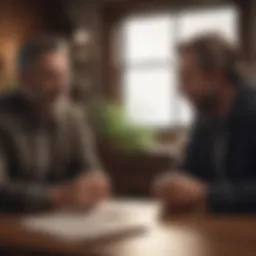 Illustration of two individuals discussing finances